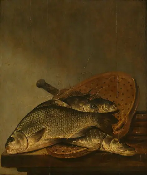 Still Life with Fish, Pieter de Putter, c. 1639 - c. 1659, oil on panel