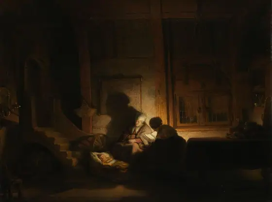 The Holy Family at Night, Rembrandt van Rijn, c. 1642 - c. 1648, oil on panel