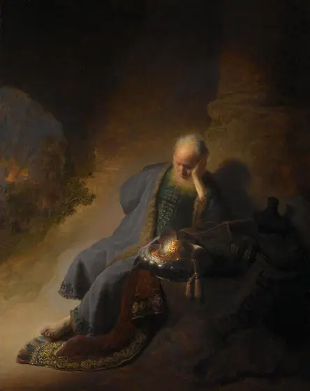 Jeremiah Lamenting the Destruction of Jerusalem, Rembrandt van Rijn, 1630, oil on panel