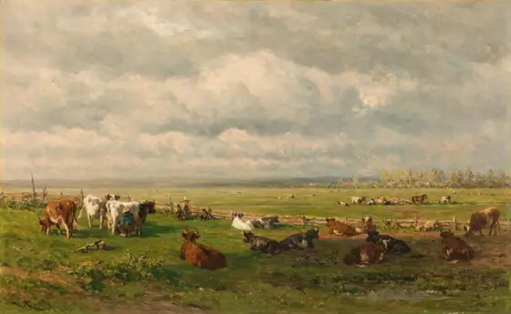 Meadow Landscape with Cattle, Willem Roelofs the Elder, c. 1880, oil on panel