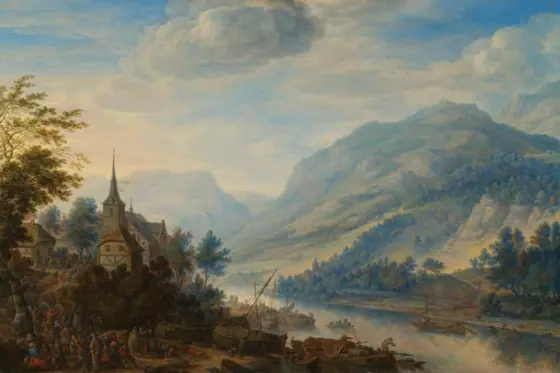 View of the Rhine near Rheineck Castle, Herman Saftleven, 1654, oil on panel