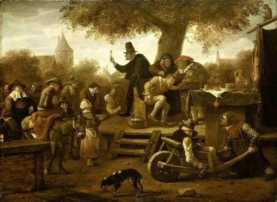 The quack, Jan Steen, 1650 - 1660, oil on panel