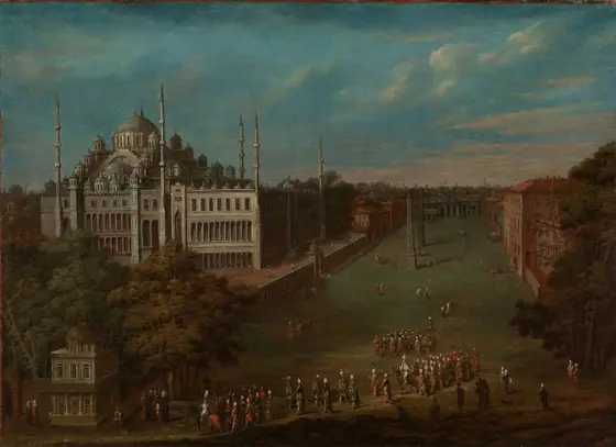 The Grand Vizier Crossing the Atmeydanı (Horse Square), Jean Baptiste Vanmour, 1720 - 1737, oil on canvas