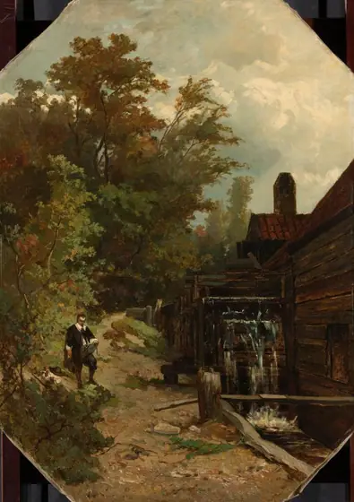 Jacob van Ruisdael Sketching a Watermill, Gerard Bilders, 1864, oil on canvas