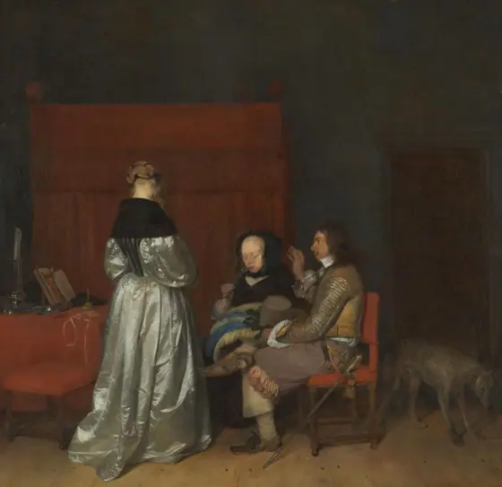 Gallant Conversation, Known as ‘The Paternal Admonition’, Gerard ter Borch, c. 1654 - c. 1655, oil on canvas