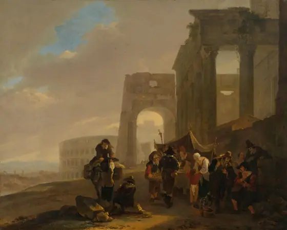 Street Scene with Roman Ruins, Jan Both, c. 1642 - c. 1644, oil on canvas