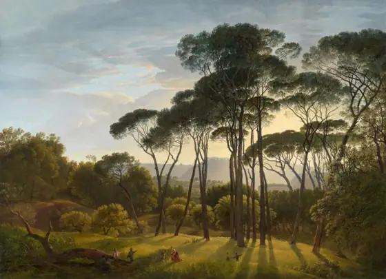 Italian Landscape with Umbrella Pines, Hendrik Voogd, 1807, oil on canvas