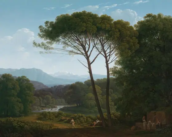 Italianate Landscape with Pines, Hendrik Voogd, 1795, oil on canvas
