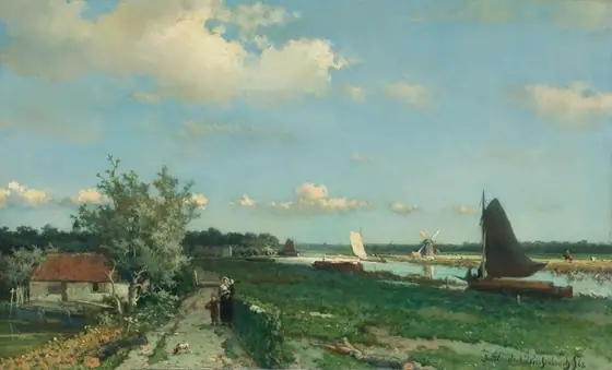 The Trekvliet Shipping Canal near Rijswijk, known as the ‘View near the Geest Bridge’, Johan Hendrik Weissenbruch, 1868, oil on panel