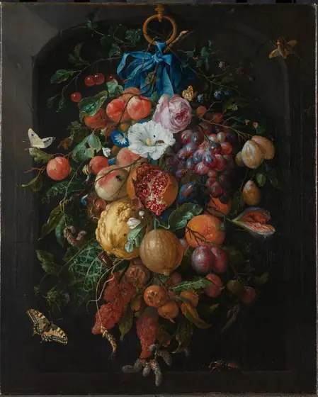 Festoon of Fruit and Flowers, Jan Davidsz de Heem, 1660 - 1670, oil on canvas