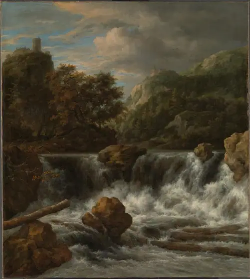 Mountainous Landscape with Waterfall, Jacob van Ruisdael, 1650 - 1682, oil on canvas