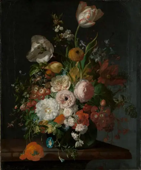 Still Life with Flowers in a Glass Vase, Rachel Ruysch, c. 1690 - c. 1720, oil on canvas
