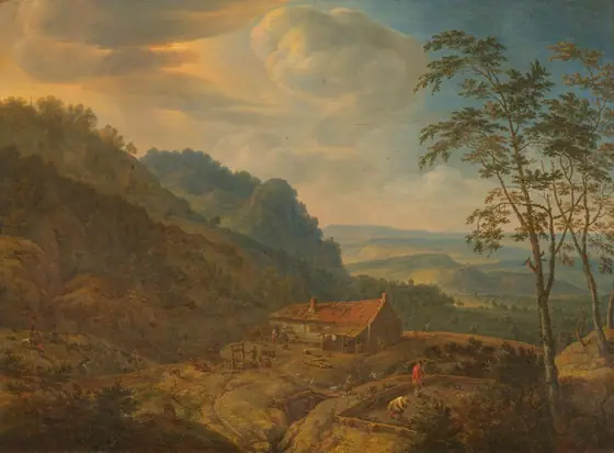 Mountainous Landscape with Farm, Herman Saftleven, 1663, oil on canvas