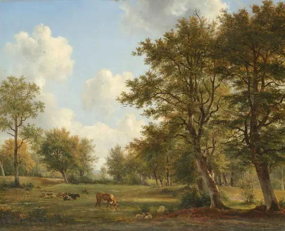 Landscape near Hilversum, George Jacobus Johannes van Os, 1820 - 1839, oil on canvas