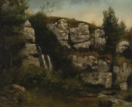 Landscape with Rocky Cliffs and a Waterfall, Gustave Courbet, 1872, oil on canvas