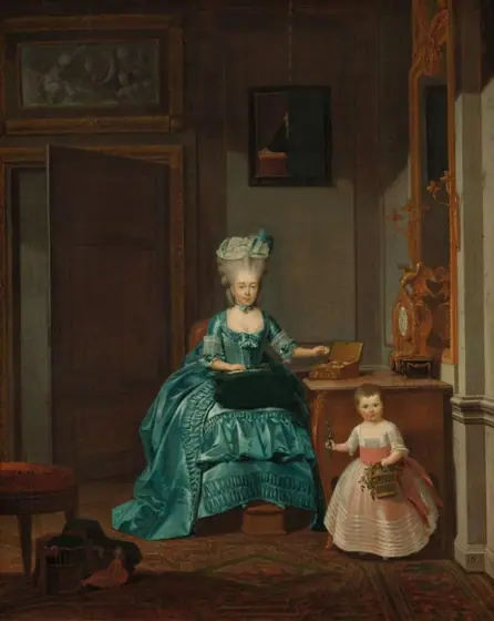Portrait of Suzanna Cornelia Mogge and her Daughter Johanna Ferdinanda van Collen, Hermanus Numan, 1776, oil on canvas