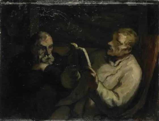 The Reading, Honoré Daumier, c. 1857, oil on panel