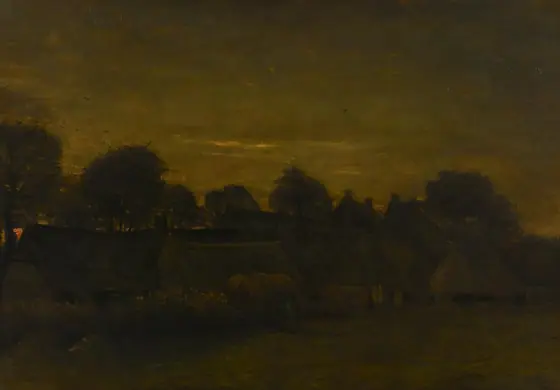 Farming Village at Twilight, Vincent van Gogh, 1884, oil on canvas
