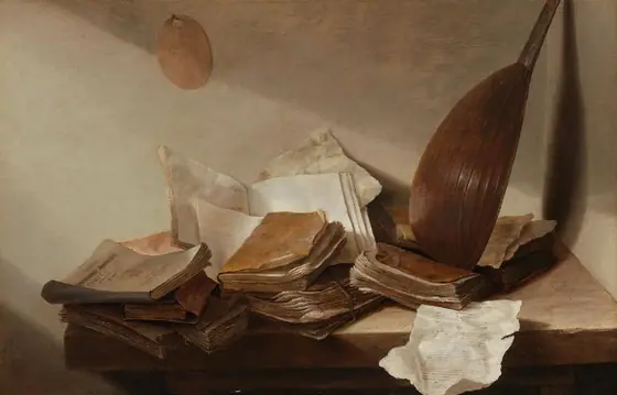 Still Life with Books, Jan Davidsz de Heem, c. 1628 - c. 1629, oil on panel