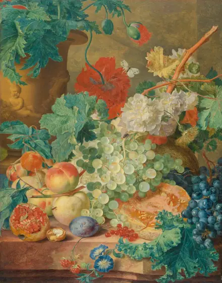 Still Life with Flowers and Fruit, Jan van Huysum, c. 1728, oil on panel