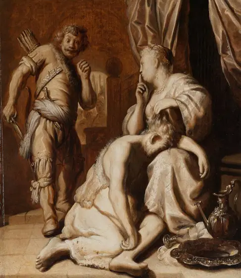 Samson and Delilah, Rembrandt van Rijn, c. 1626 - c. 1627, oil on panel