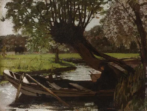 Boat with a Pollard Willow, Matthijs Maris, 1863
