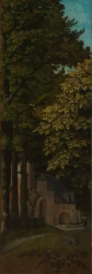 View in a Forest, Outer Left Wing of a Triptych, Gerard David, c. 1505 - c. 1515, oil on panel