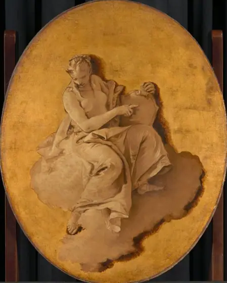 Allegorical Figure of a Woman with a Shield or a Mirror (Prudence?), Giovanni Battista Tiepolo, c. 1740 - 1750