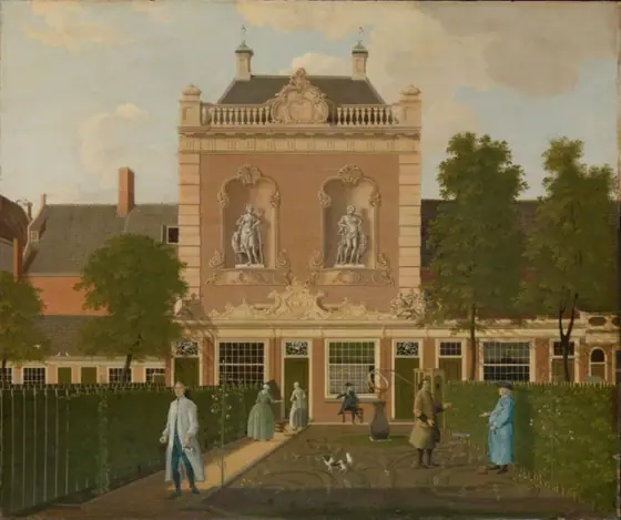 The Garden and Coach House of 524 Keizersgracht in Amsterdam, Hendrik Keun, 1772, oil on panel