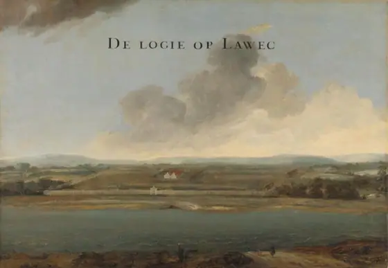 Two Views of Dutch East India Company Trading Posts: Lawec in Cambodia and Banda in the Southern Moluccas, Johannes Vinckboons, c. 1662 - c. 1663, oil on canvas