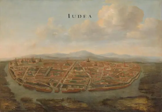 Trading posts of the Dutch East India Company (VOC), Johannes Vinckboons, c. 1662 - c. 1663, oil on canvas