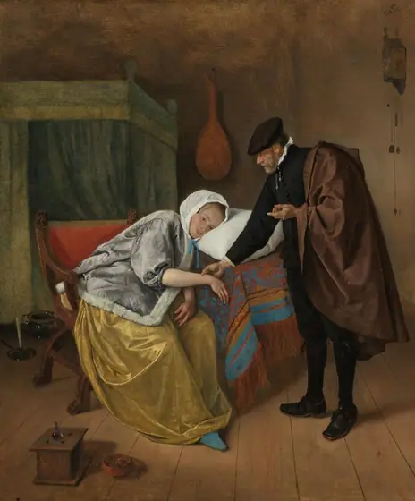 The Sick Woman, Jan Steen, c. 1663 - c. 1666, oil on canvas