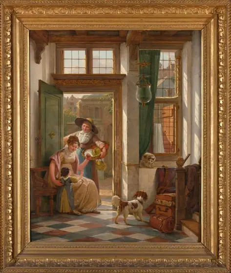 A Cherry Seller at the Door, Abraham van Strij the Elder, 1816, oil on panel