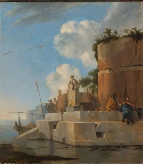 A Coastal Ruin in Italy, Jan Asselijn, 1640 - 1652, oil on panel