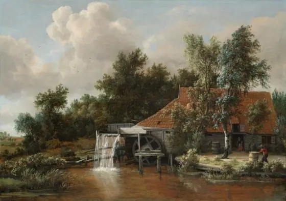 A Watermill, Meindert Hobbema, c. 1664, oil on panel