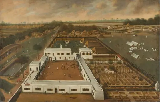 A Dutch Factory in Bengal, probably Cossimbazar, Hendrik van Schuylenburgh, c. 1665, oil on canvas