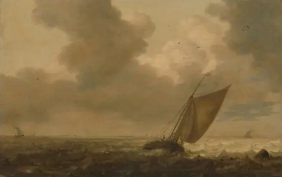 A Packet-Boat Sailing before the Wind, Pieter Mulier the Elder, c. 1640 - c. 1650, oil on panel