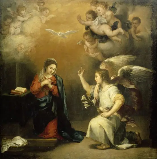 Annunciation to the Virgin, Bartolomé Esteban Murillo, 1660 - 1680, oil on canvas