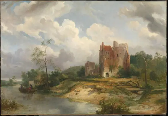 River Landscape with Ruin, Wijnand Nuijen, 1835, oil on canvas