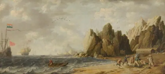 Imaginary Inlet in Southern Arctic Waters in Summer, Bonaventura Peeters the Elder, c. 1640 - c. 1650, oil on canvas
