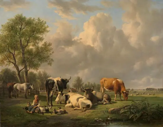 Meadow with Animals, Jan van Ravenswaay, 1820 - 1837, oil on canvas