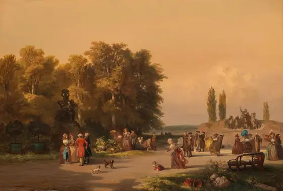 Park in the Vicinity of Paris, Charles Rochussen, 1848, oil on panel