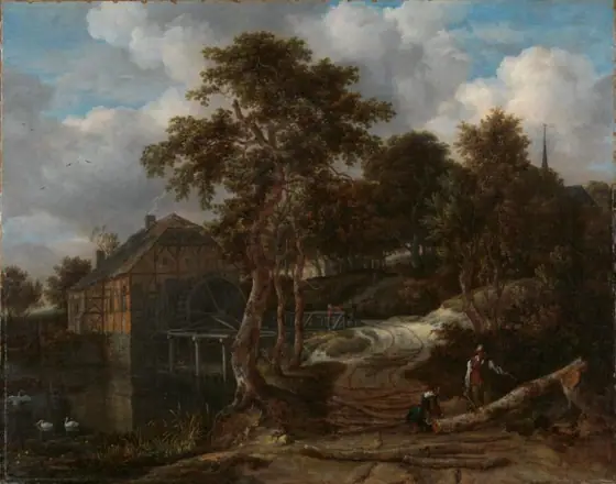 Landscape with watermill, Jacob van Ruisdael, 1661, oil on canvas