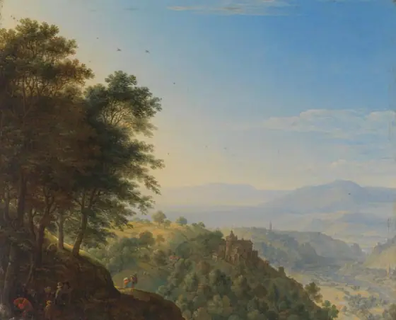 Rhine Landscape near Boppard, Herman Saftleven, 1660, oil on copper