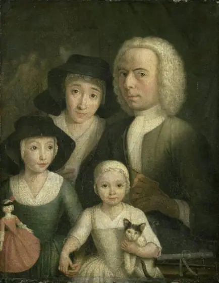 Self Portrait with his Wife Sanneke van Bommel and their two Children, Hendrik Spilman, 1761 - 1784, oil on canvas