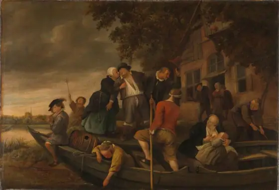 The merry homecoming, Jan Steen, 1670 - 1679, oil on canvas