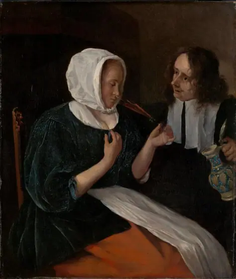 A couple drinking, Jan Steen, 1660 - 1679, oil on panel