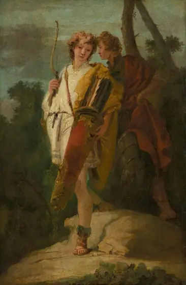 Young Man with Bow and large Quiver and his Companion with a Shield, formerly entitled Telemachus and Mentor, Giovanni Battista Tiepolo, 1730 - 1750, oil on canvas