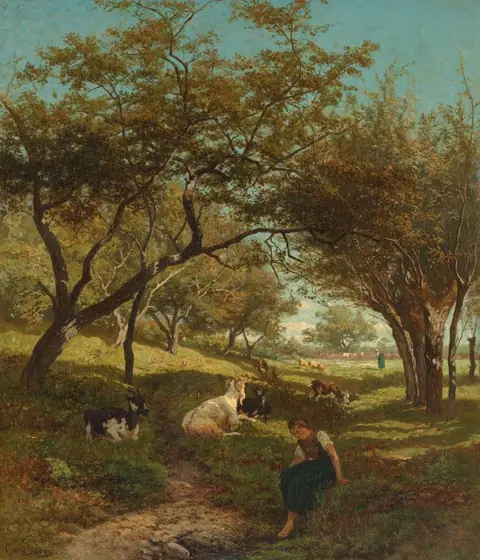 The Goatherdess, Gerard Bilders, 1864, oil on canvas