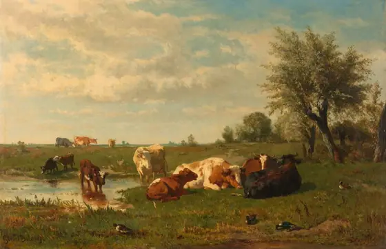 Cows in the Meadow, Gerard Bilders, 1860 - 1865, oil on canvas